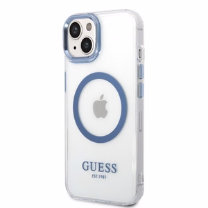 Guess Metal Outline MagSafe suojakuori iPhone 14 Plus:lle - sininen