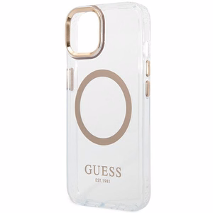 Guess GUHMP14MHTRMD iPhone 14 Plus 6.7 "kulta / kulta kova kotelo Metal Outline Magsafe metalli ääriviivat