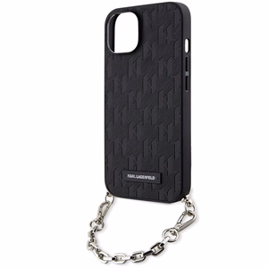 Karl Lagerfeld KLHCP14SSACKLHPK iPhone 14 6.1 musta/musta kovakuori Saffiano Monogram Chain