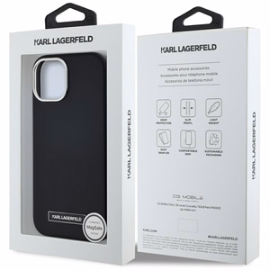 Karl Lagerfeld FW Metal Plate MagSafe Suojakuori iPhone 15:lle - musta