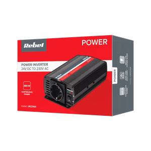 REBEL 24 V–230 V -invertteri, 300 W, saksalainen F-tyypin pistorasia