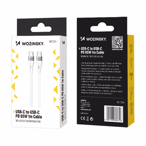 Wozinsky WSTCC1 USB-C / USB-C PD 65W kaapeli 1 m - valkoinen