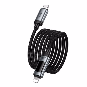 Hoco U148 datakaapeli digitaalisella näytöllä USB C - Lightning PD 27W 1,2 m musta