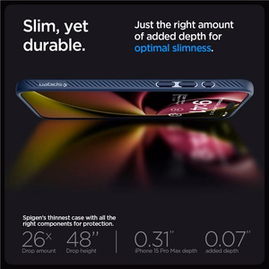 Spigen Liquid Air Suojakuori iPhone 15 Pro Max:lle - laivastonsininen