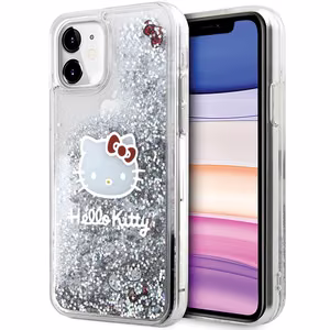 Hello Kitty Liquid Glitter Charms Kitty Head suojakuori iPhone 11 / Xr:lle - hopeinen