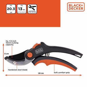 BLACK+DECKER-ohileikkaavat oksasakset, 20,3 cm