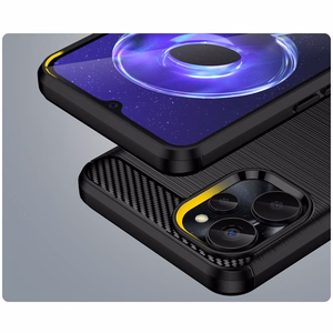 Carbon Case suojakuori Realme 10 5G / Realme 9i 5G:lle joustava silikoninen hiilikuitukuori musta