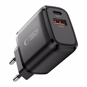 Tech-Protect NCA65W-GAN PD 65 W / QC3.0 2-porttinen seinälaturi, musta