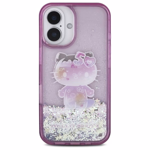 Hello Kitty Liquid Glitter 50TH Anniversary Party Suojakuori iPhone 16:lle - violetti