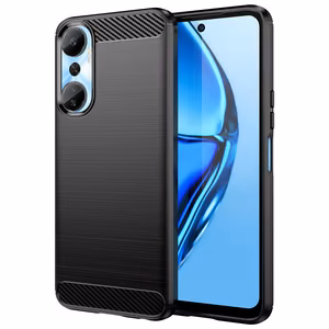Carbon Case joustava silikoninen hiilikuitusuojakuori Infinix Hot 20:lle musta