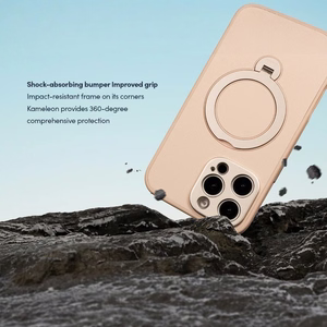 Moshi Kameleon MagSafe suojakuori iPhone 16 Pro Max -laitteelle, jalustatoiminnolla, Shell Pink -värinen