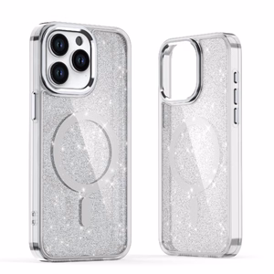 Glitter Suojakuori MagSafe iPhone 16 Pro Max:lle - valkoinen glitterillä