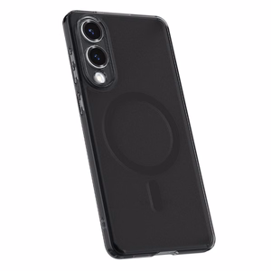 Spigen Ultra Hybrid Mag Suojakuori MagSafella Samsung Galaxy S25 Edge:lle - musta puoliläpinäkyvä