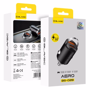 Blavec autolaturi BS-02B Aero – USB + Type C – QC 3.0 18W PD 30W (CCBS02BA-UCB) musta
