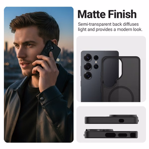 Crong Hybrid Matte Magnetic MagSafe suojakuori Samsung Galaxy S25 Ultra -laitteelle, musta