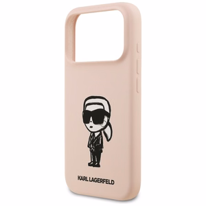 KARL LAGERFELD suojakuori iPhone 17 Pro Max MagSafe-yhteensopiva (silikoni KL-luonnoksella ja logolla) - pinkki