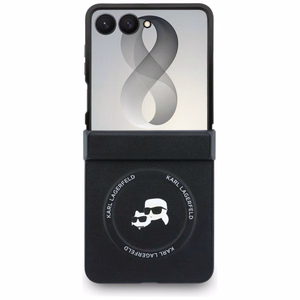 Musta Karl Lagerfeld Karl & Choupette Pins MagSafe -suojakuori Samsung Galaxy Z Flip8 -puhelimelle