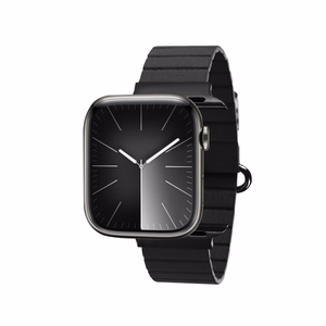 Crong Eclipse magnetic eco-leather strap for Apple Watch 44 / 45 / 46 / 49 mm, black