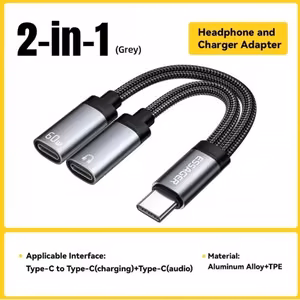 Adapter Essager "Dual String2" black (In: Male Type-C / Out: Female 2xType-C)