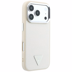 Guess Grained Triangle Logo MagSafe -suojakuori iPhone 18 Pro / 17 Pro – beige