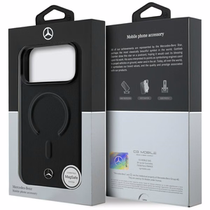 Mercedes 3D MagSafe nahkainen suojakuori malleille iPhone 18 Pro Max / 17 Pro Max, musta