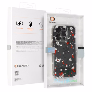 TEL PROTECT Joulu läpinäkyvä Suojakuori iPhone 16 Pro Max:lle Design 3