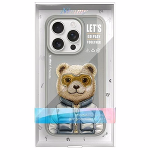 Nimmy Cool&Cute 2.0 Bear -suojakuori iPhone 15 Pro - harmaa