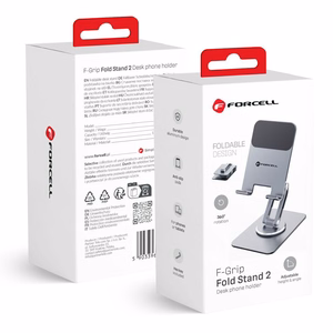 Pöytäteline puhelimelle ja tabletille taitettava Forcell F-Grip Fold Stand 2 360 harmaa