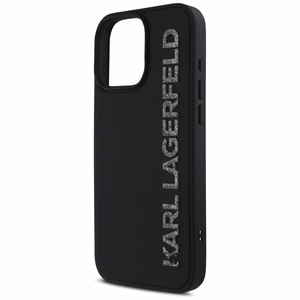 Karl Lagerfeld HC 3D Rubber Elongated Glitter Suojakuori iPhone 16 Prolle - musta