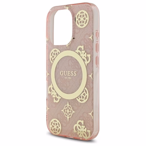 Guess IML Peony On 4G Background MagSafe Suojakuori iPhone 16 Pro:lle - vaaleanpunainen