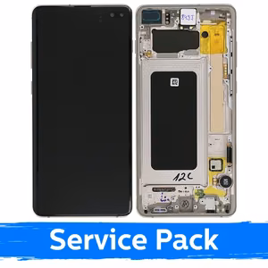 LCD Display Compatible With Samsung G975 S10 Plus With Frame / Ceramic White / (Service Pack)