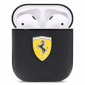 Ferrari FESA2LEBK AirPods-suoja musta/musta On Track Leather -nahkainen suojus