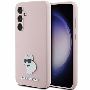 Karl Lagerfeld Silicone Choupette Metal Pin suojakuori Samsung Galaxy S23 FE:lle - vaaleanpunainen
