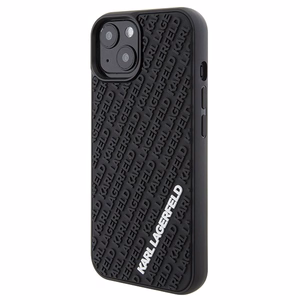 Karl Lagerfeld 3D Rubber Multi Logo Suojakuori iPhone 15:lle - musta