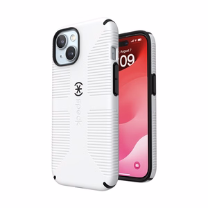 Speck Candyshell Grip MagSafe - Suojakuori iPhone 17e / 16e / 15 / 14 / 13 (valkoinen / musta)