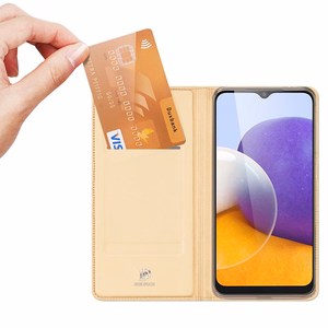 Dux Ducis Skin Pro Kirjahylly tyyppi tapauksessa Samsung Galaxy A22 4G kultainen