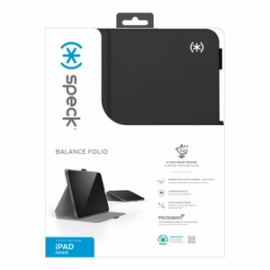 Speck Balance Folio case for iPad 11" (2025) / 10.9" (2022), with Microban antimicrobial protection and a magnetic stand, black
