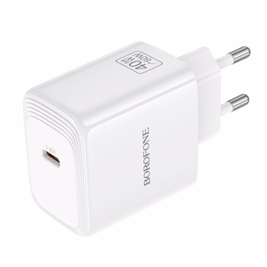 Borofone verkkolaturi BN33 Fuente GaN Type C - QC3.0 PD 40W valkoinen