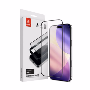 Crong 3D Armor Glass karkaistu näytönsuojalasi iPhone 17 -laitteelle, asennuskehyksellä