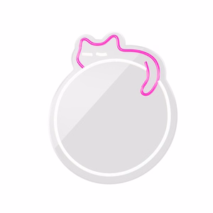 Neon MIRROR LED SLEEPING CAT valkoinen vaaleanpunainen FMNE03 Forever Light