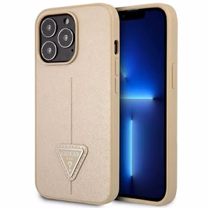 Guess GUHCP14XPSATLE iPhone 14 Pro Max 6,7 "beige / beige kovakotelo SaffianoTriangle Logo