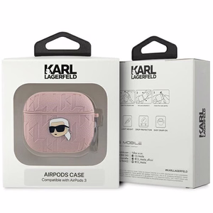 Karl Lagerfeld Monogram Karl Head suojakuori AirPods 3:lle - vaaleanpunainen