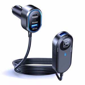3mk Double -autolaturi, 135 W, PD/QC/PPS, USB 2A4C, musta/harmaa