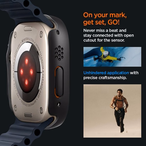 Spigen Thin Fit 360 -suojakuori Apple Watch Ultra 49 mm -mallille, musta