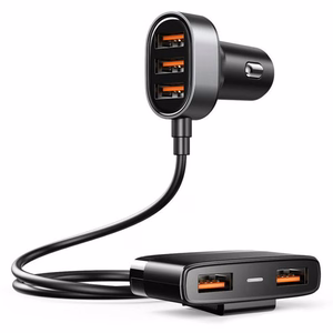 Joyroom nopea autolaturi 5x USB 6.2 A jatkokaapelilla musta (JR-CL03)