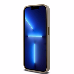 DKNY Nahkainen Painettu Kuvio Metallinen Logo MagSafe Suojakuori iPhone 15 Pro:lle - ruskea