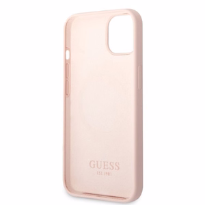 Guess GUHMP13SSBPLP iPhone 13 mini 5.4" vaaleanpunainen/vaaleanpunainen kova Suojakuori Silicone Logo Plate MagSafe