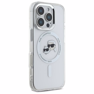 Karl Lagerfeld IML Metal Karl&Choupette Head MagSafe Case for iPhone 16 Pro - White