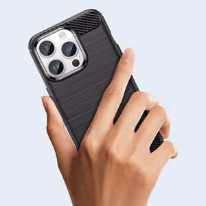 Carbon Case iPhone 14 Pro joustava geelinen takakuori musta