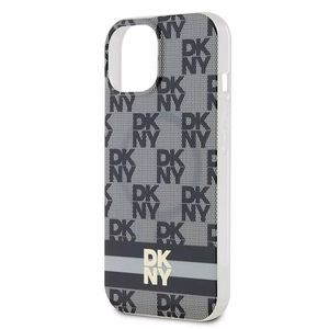 DKNY IML Ruudullinen Mono-kuvio ja Painetut Raidat MagSafe Suojakuori iPhone 15/14/13:lle - musta